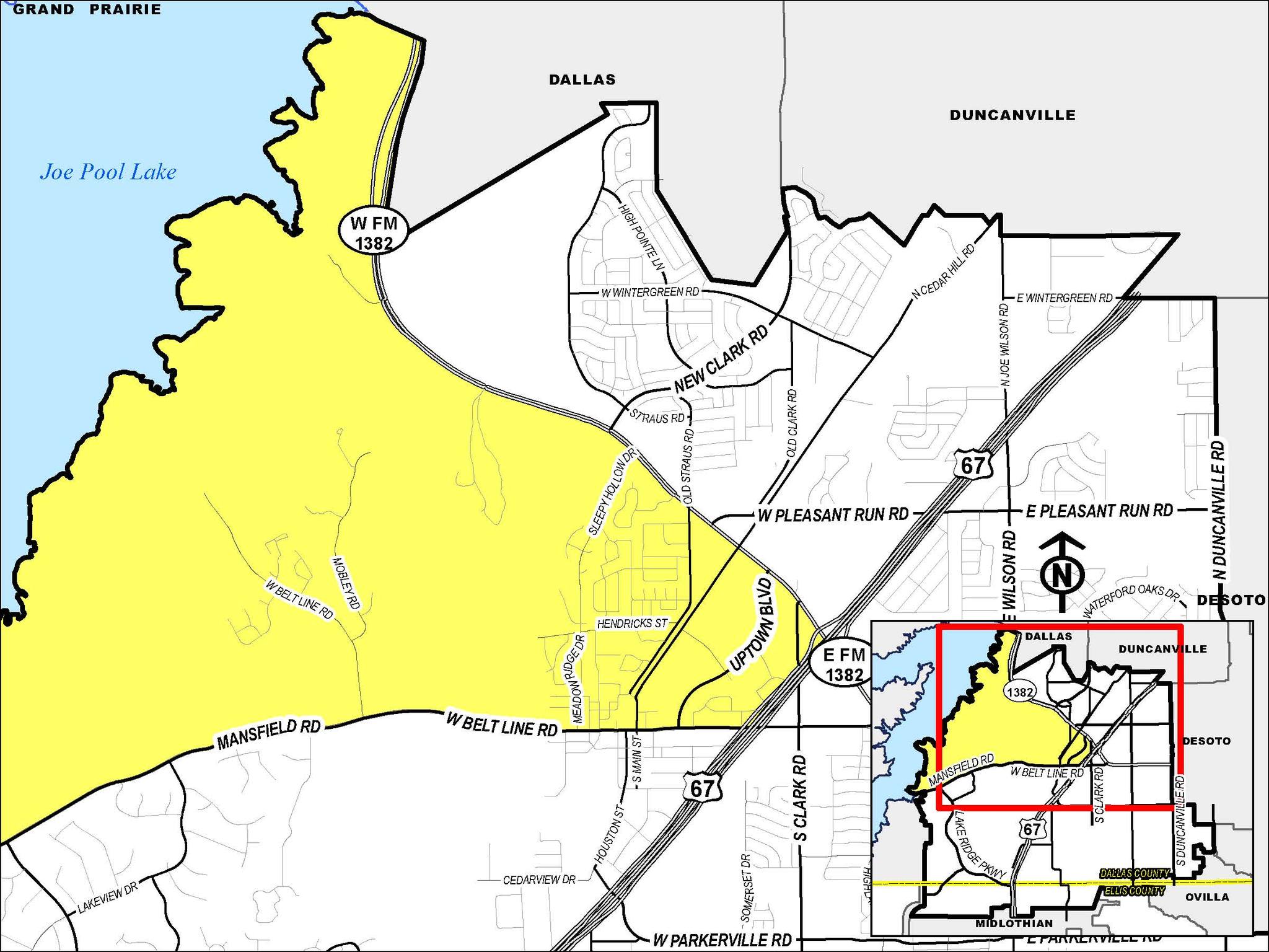 Cedar Hill map for spraying of mosquitoes