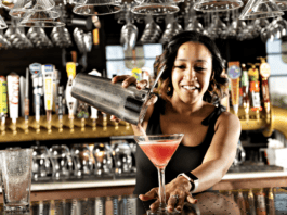 bartender pouring martini