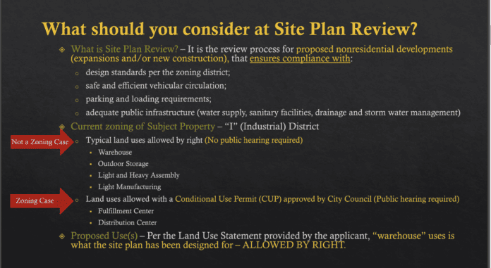 black background with text on site plan review
