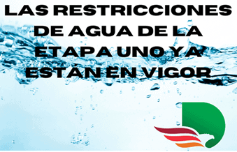 DeSoto text in Spanish about stage 1 water restrictions