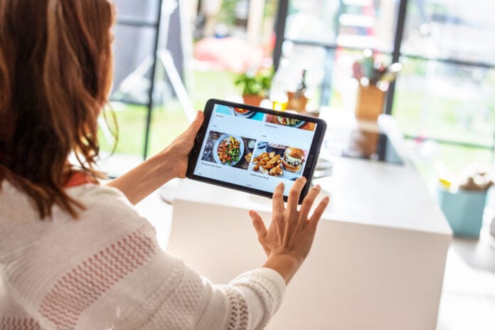 tablet showing HelloFresh meals