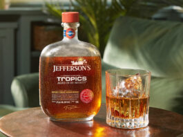 Jefferson's Tropics bottle with glass