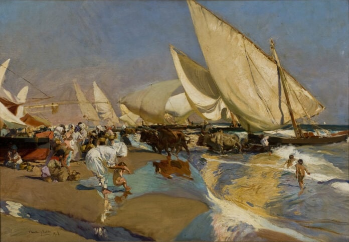 Sorolla children at beach Spanish Light: Sorolla in American collections