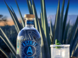 Astral tequila bottle with margarita