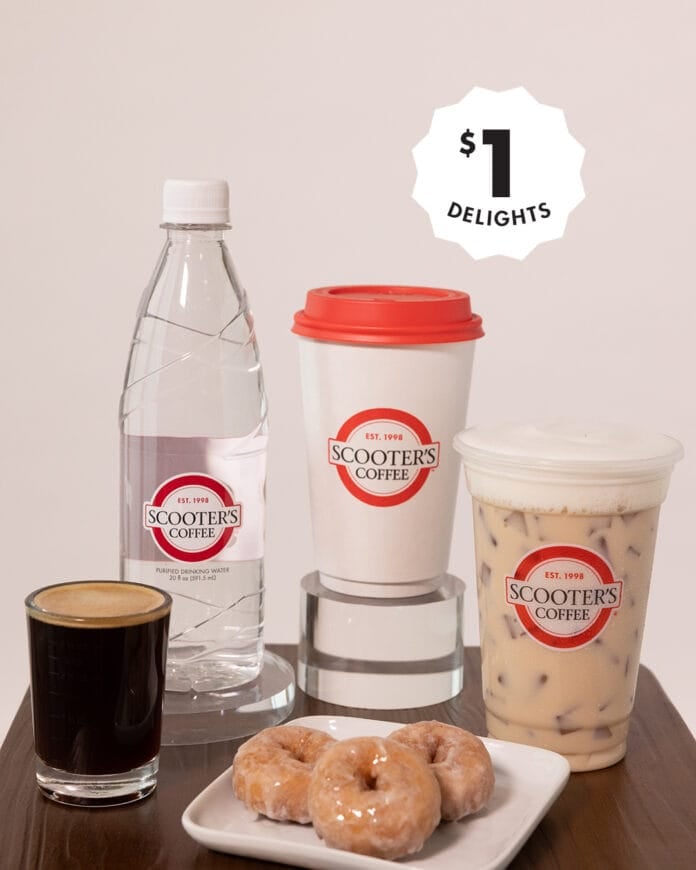Scooters coffee cups and mini donuts