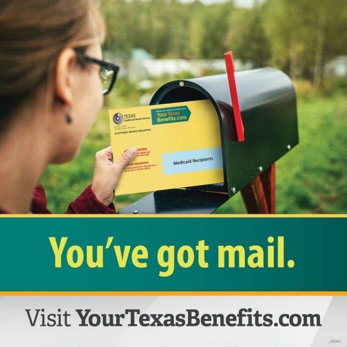 mailbox with your texas benefts text