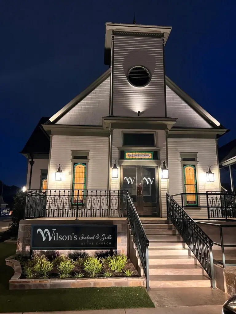 church at night