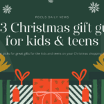 2023 Ultimate Gift Guide For Teens & Kids-What Do Your Teens Want? green background with Christmas gifts