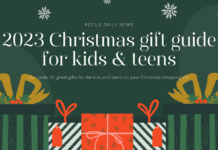 2023 Ultimate Gift Guide For Teens & Kids-What Do Your Teens Want? green background with Christmas gifts