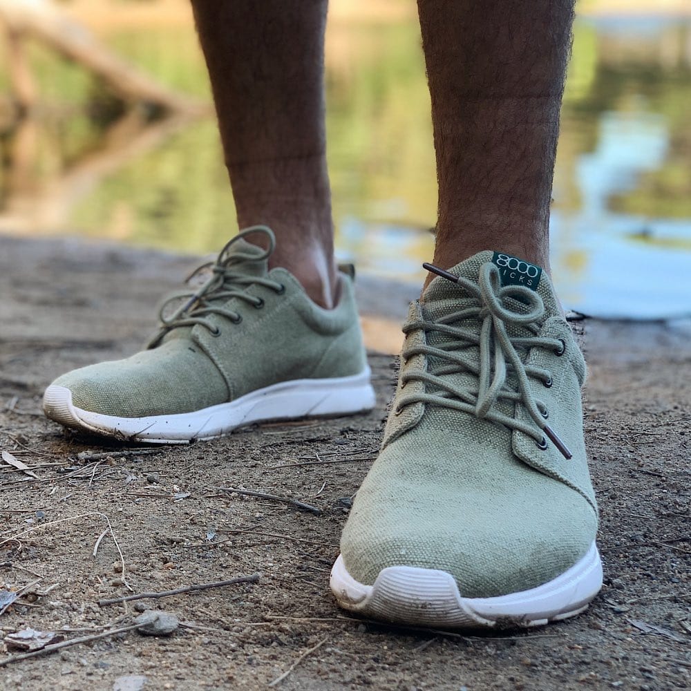 green sneakers made with hemp
