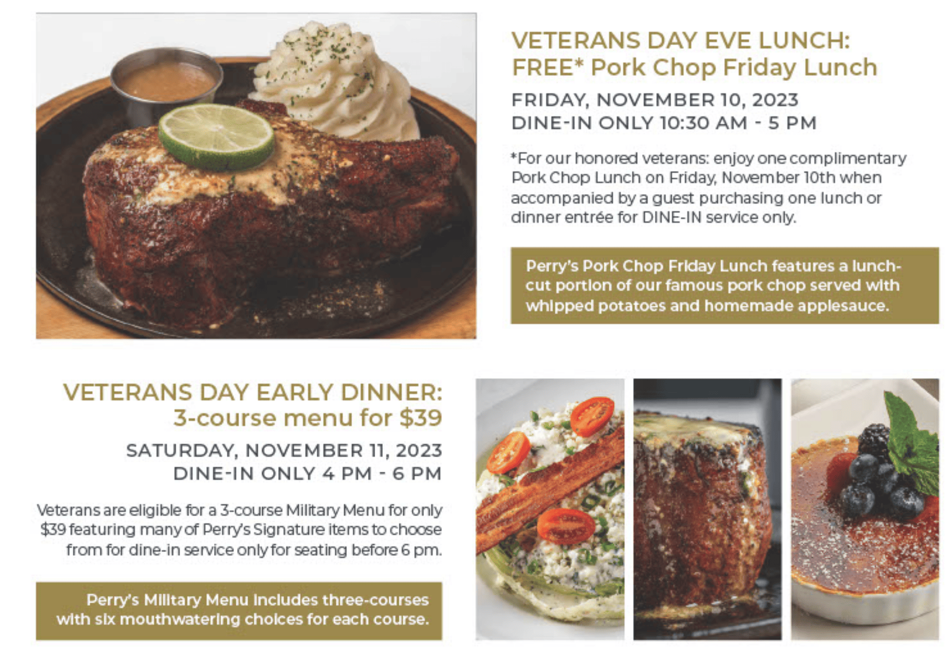Perry's Veterans Day offers