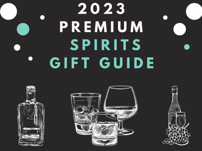Premium spirits gift guide with sketch art