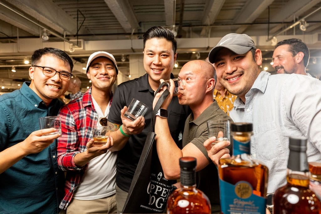group of guys tasting whiskey