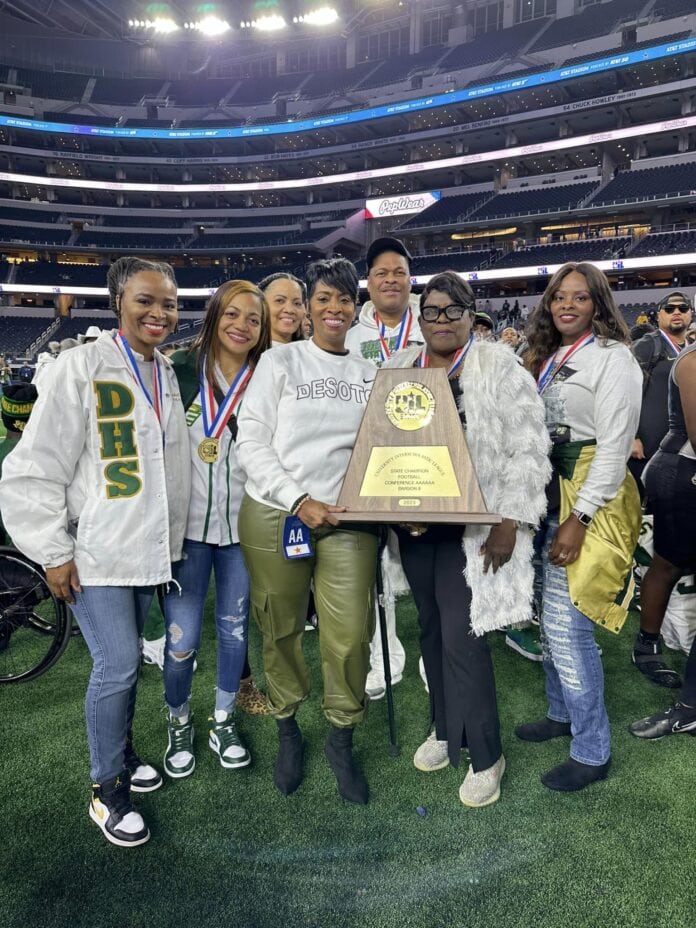 DeSoto ISD School board members and state trophy