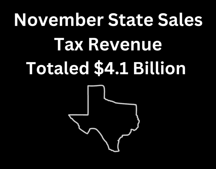 November state sales tax text on black background