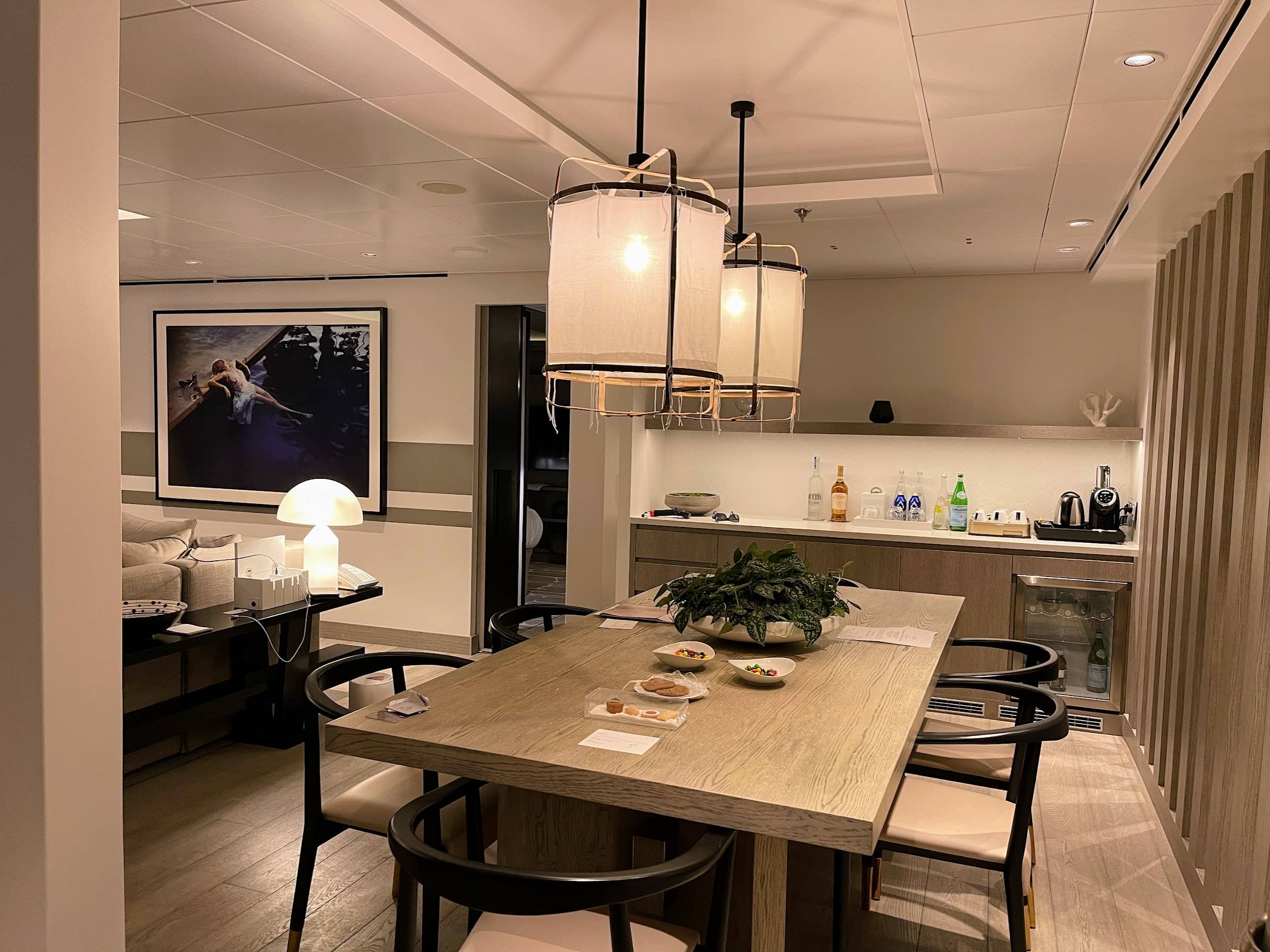 dining table and bar area
