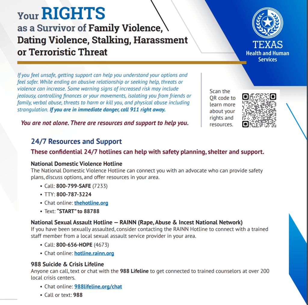 HHSC Provides Family Violence Notice, Resources to Texans Focus Daily