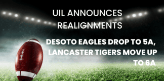 BREAKING NEWS: UIL Announces Realignment Cutoff Numbers, DeSoto Drops To 5A In Fall football graphic with UIL alignment
