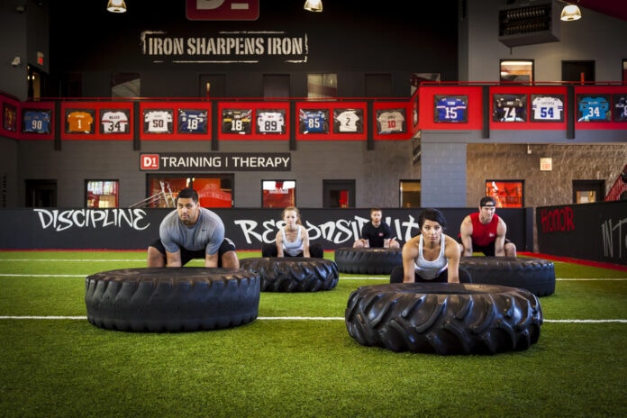 fitness facility with giant tires