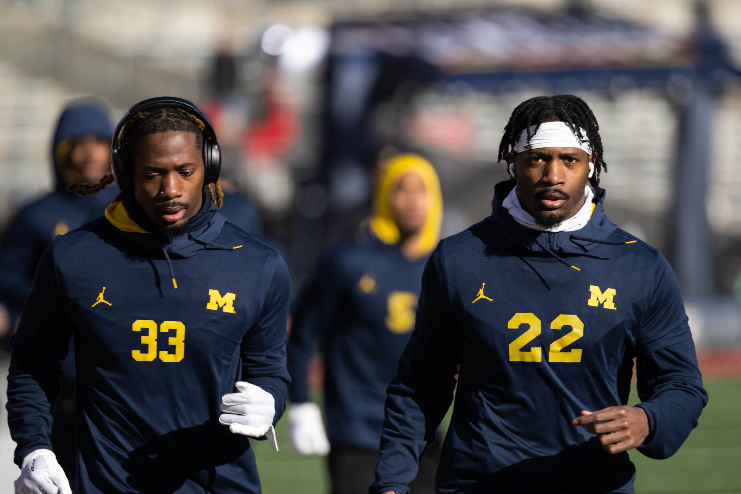 Michigan football players number 33 and number 22