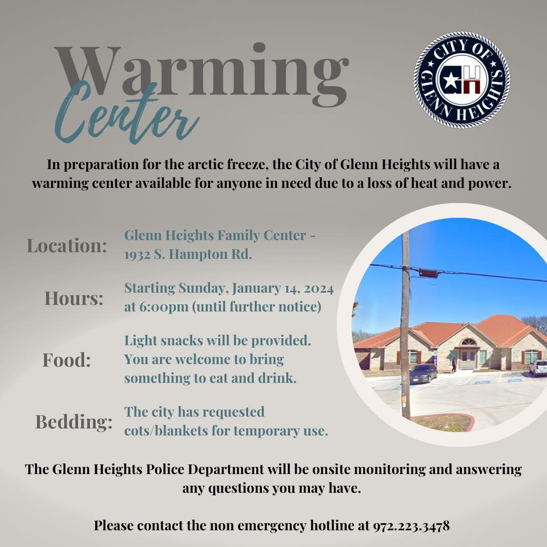 text for Glenn Heights warming center