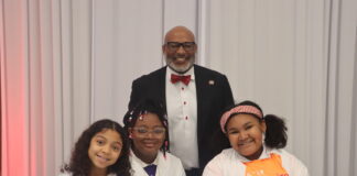 Cedar Hill State of The District’s Theme #STEMSpired Cedar Hill superintendent with three students