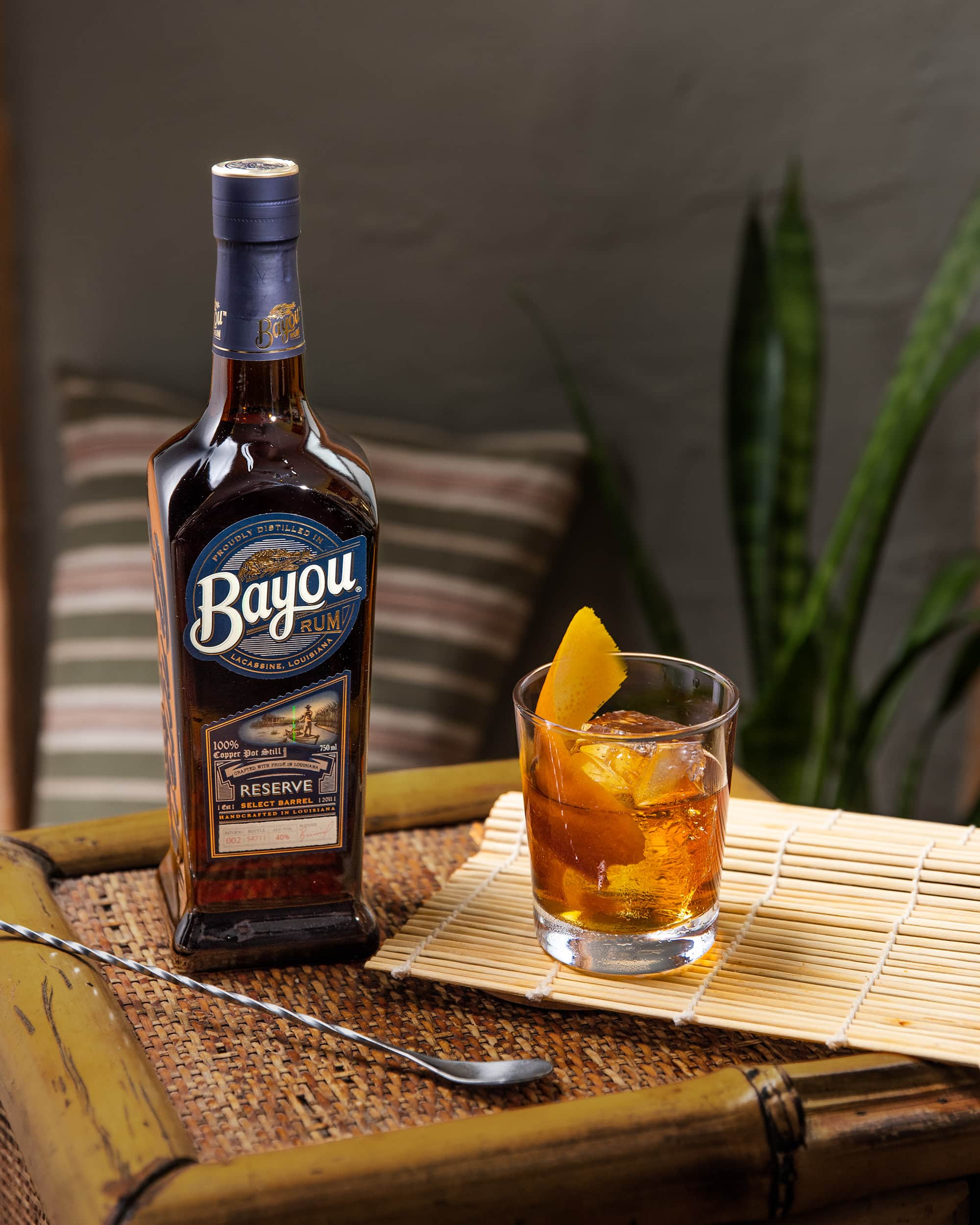 Bayou Reserve Rum and old fashioned