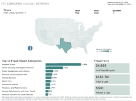 an infographic showing data for Texas fraud