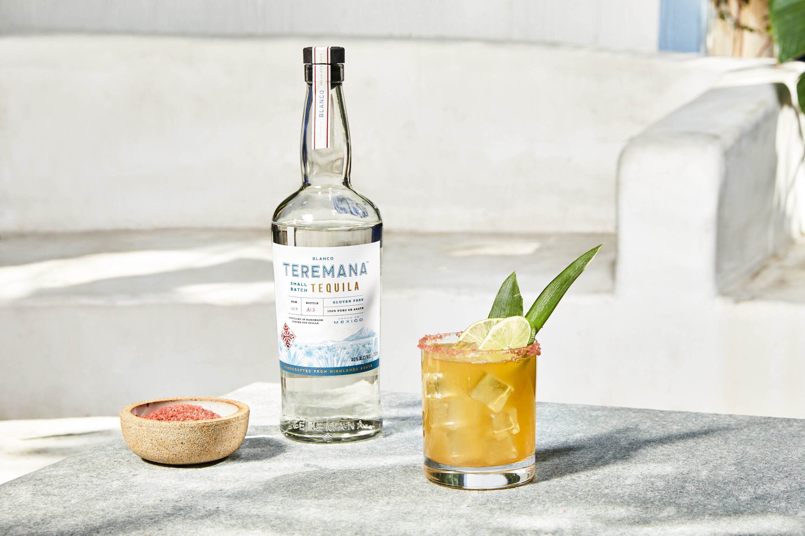 pineapple maragarita with Teremana tequila bottle