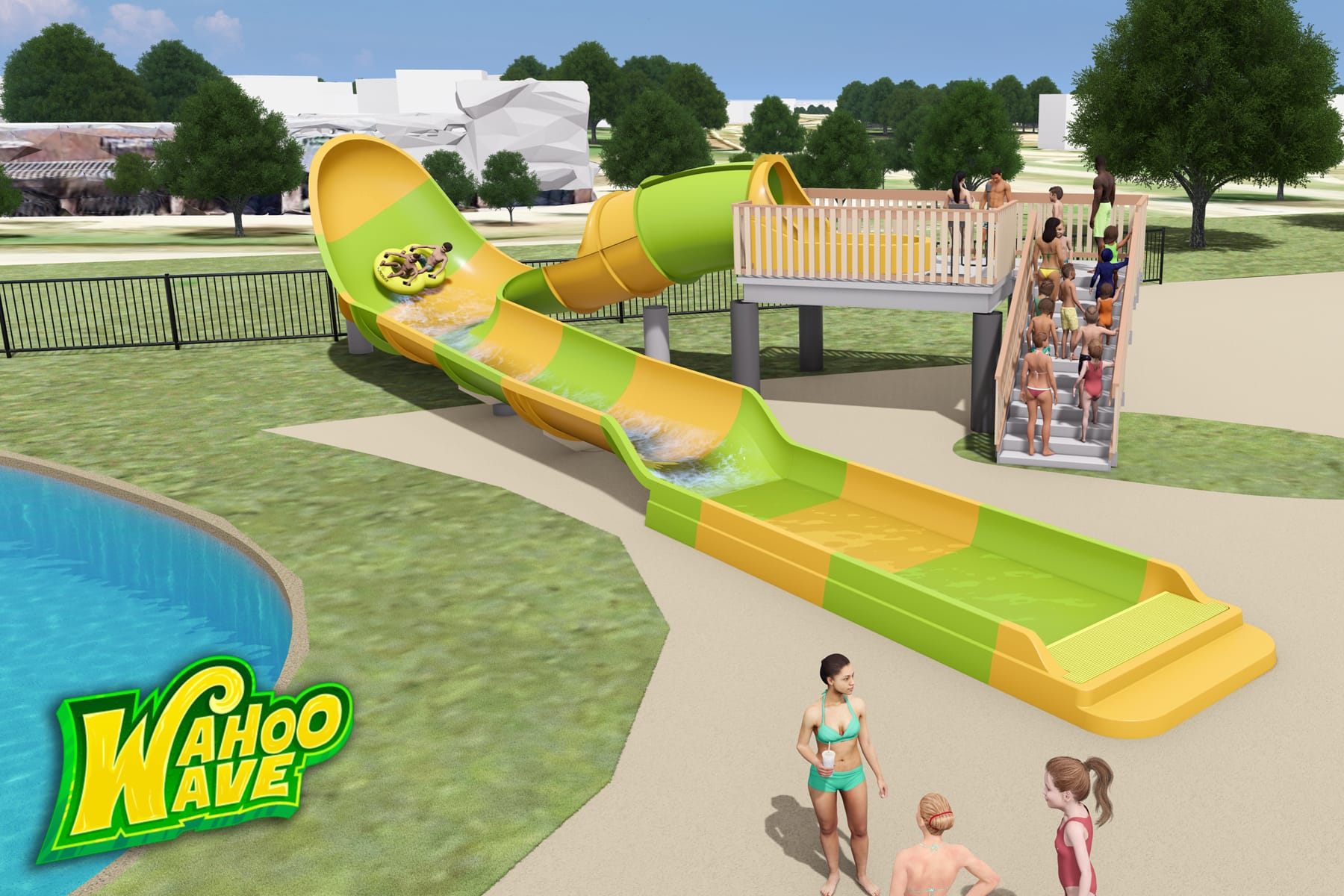 Wahoo wave water slide rendering