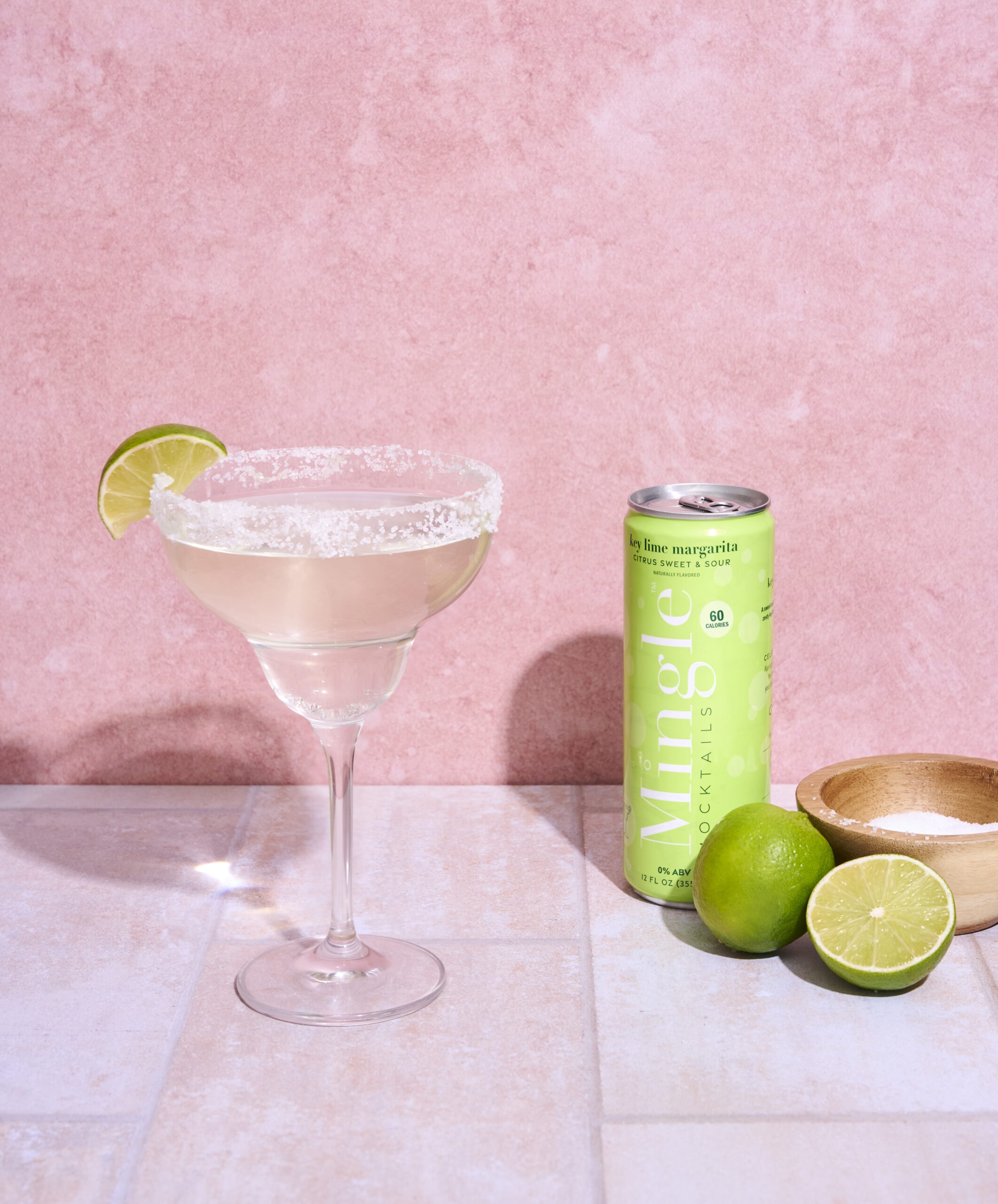 margarita glass with green can