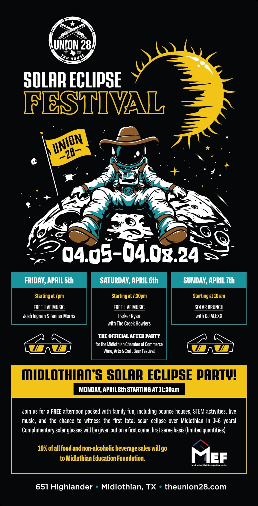 Union 28 solar eclipse flyer