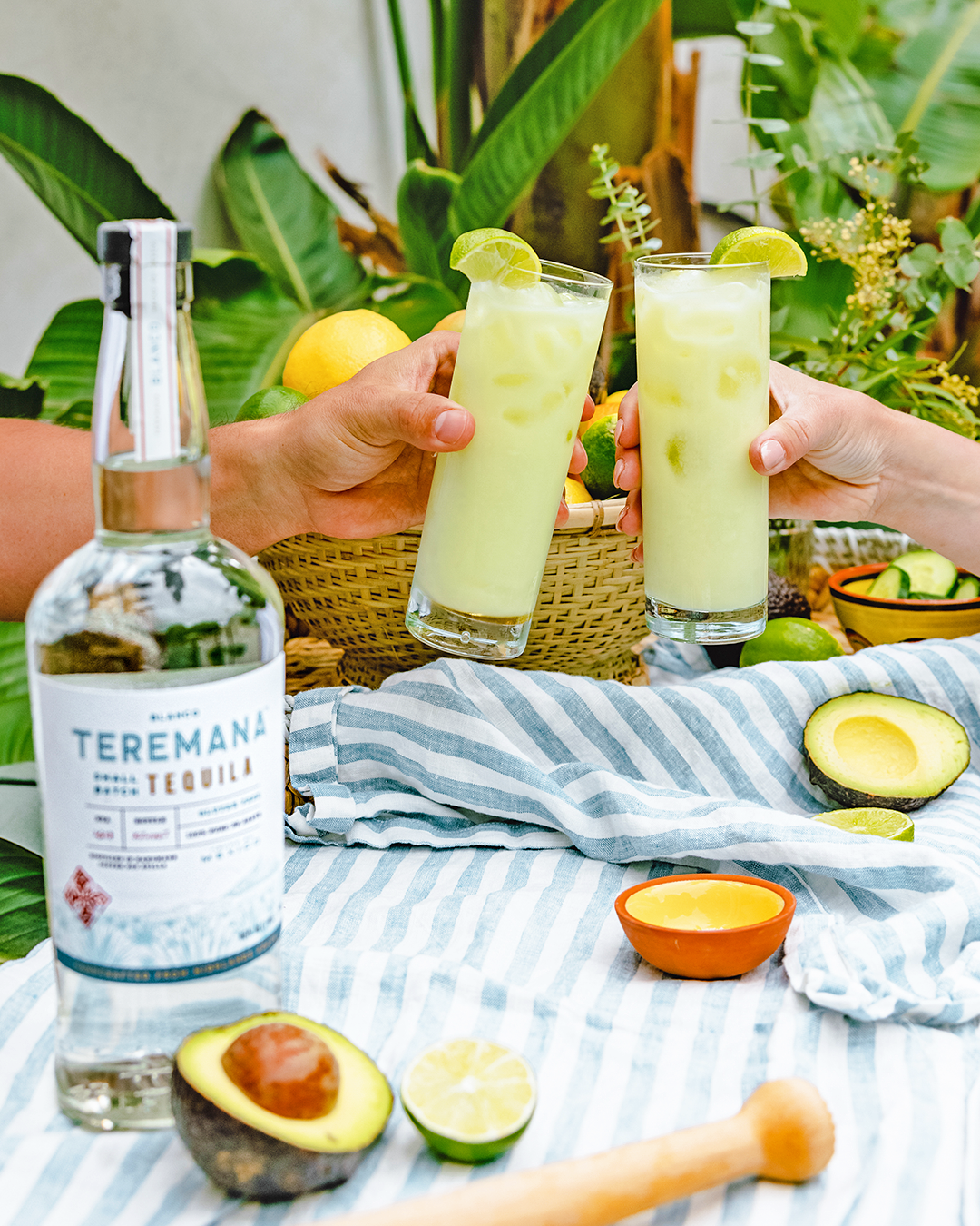 light green beverage in highball glasses