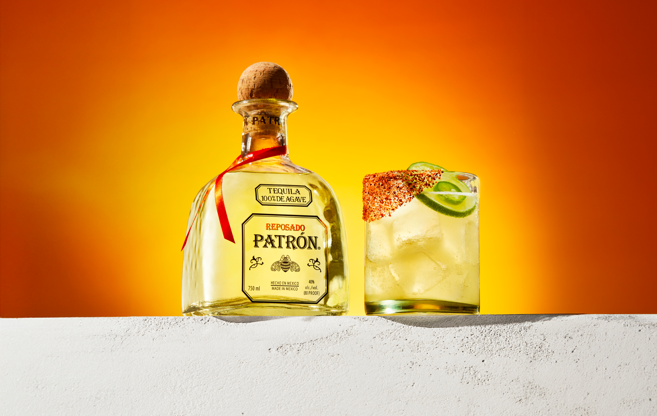 Patron bottle and margarita
