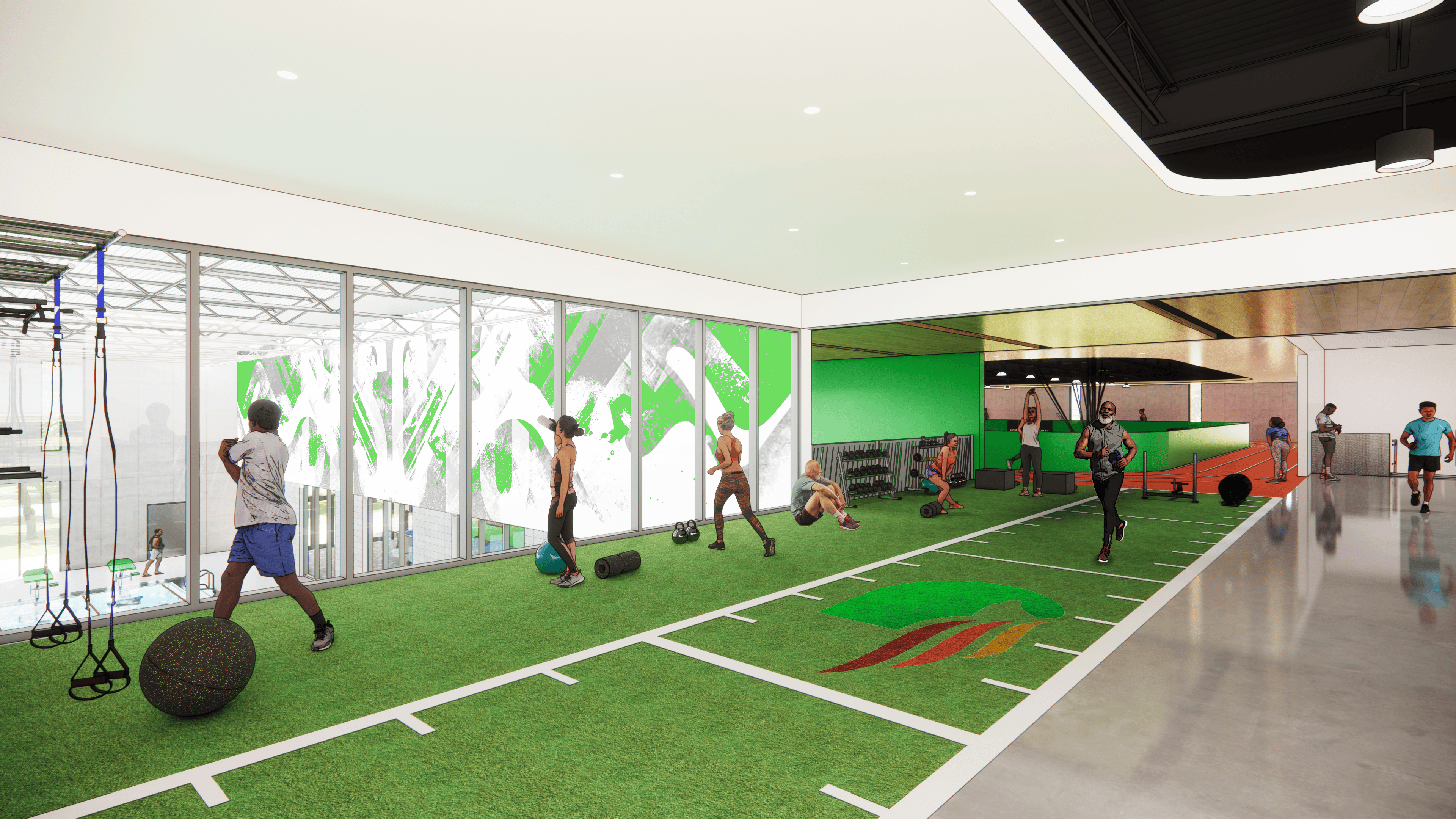 rendering of fitness space on turf