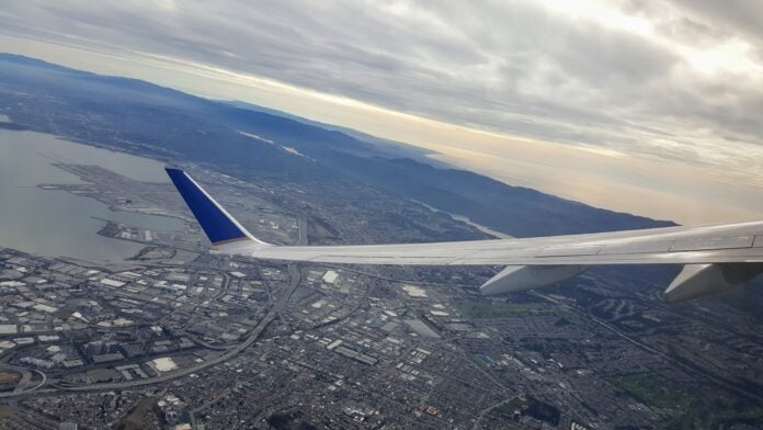 plane wing in air