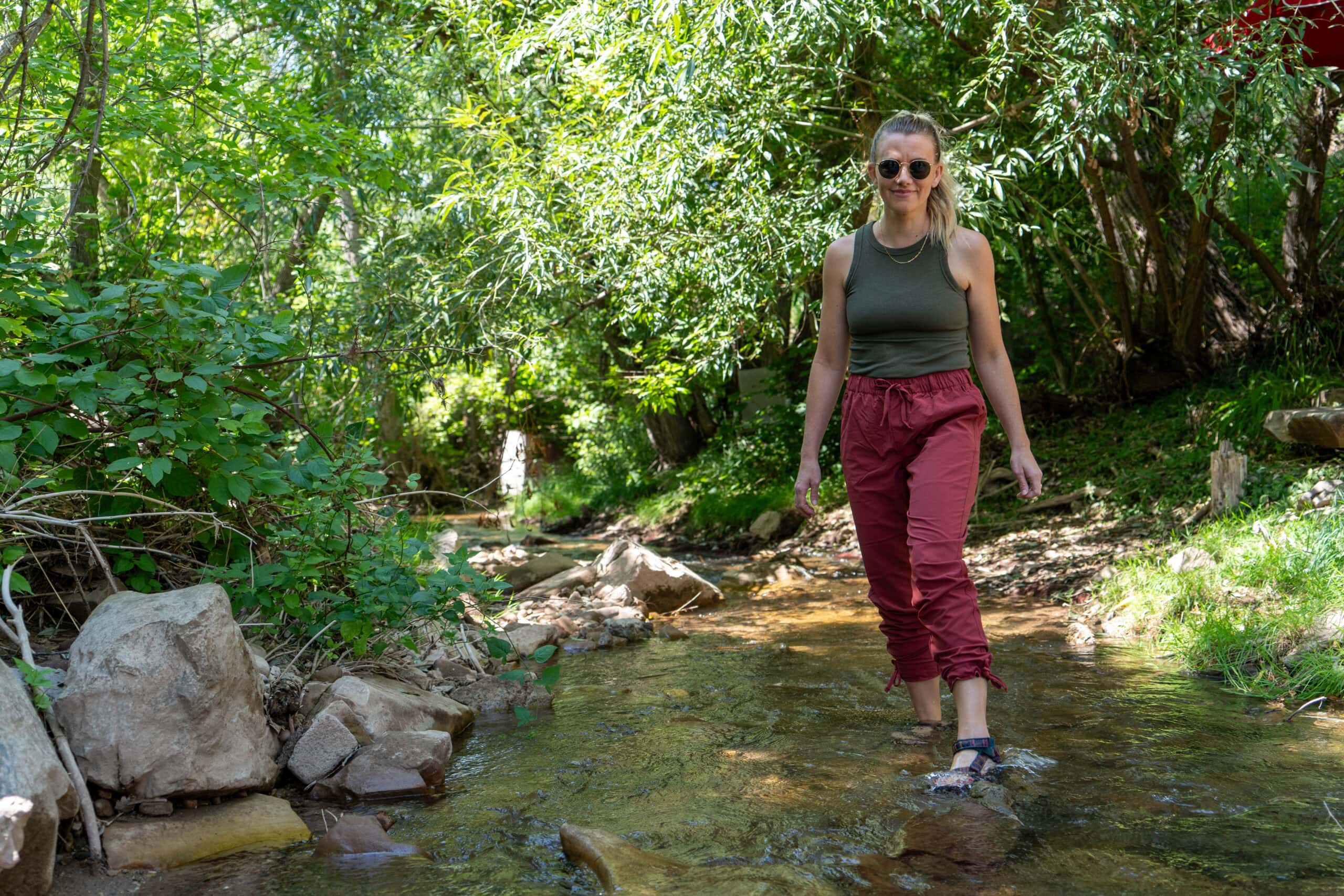 woman in wooded area