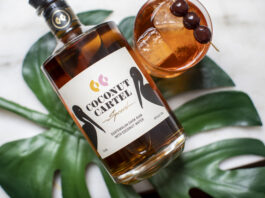 Coconut Cartel rum bottle and old fashioned