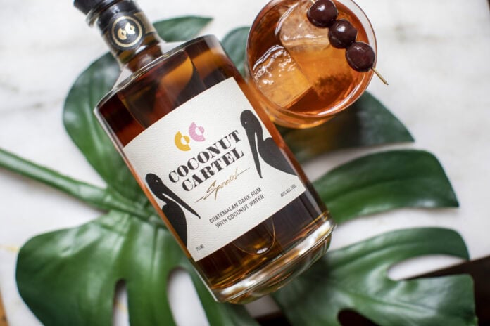 Coconut Cartel rum bottle and old fashioned