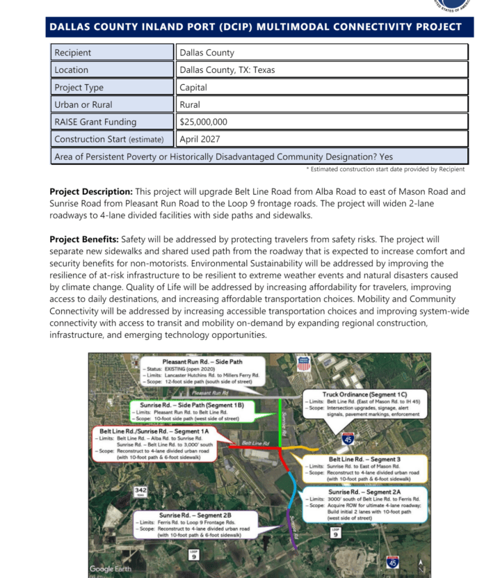 map showing Dallas County project
