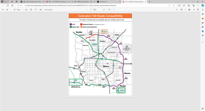 toll map Colorado