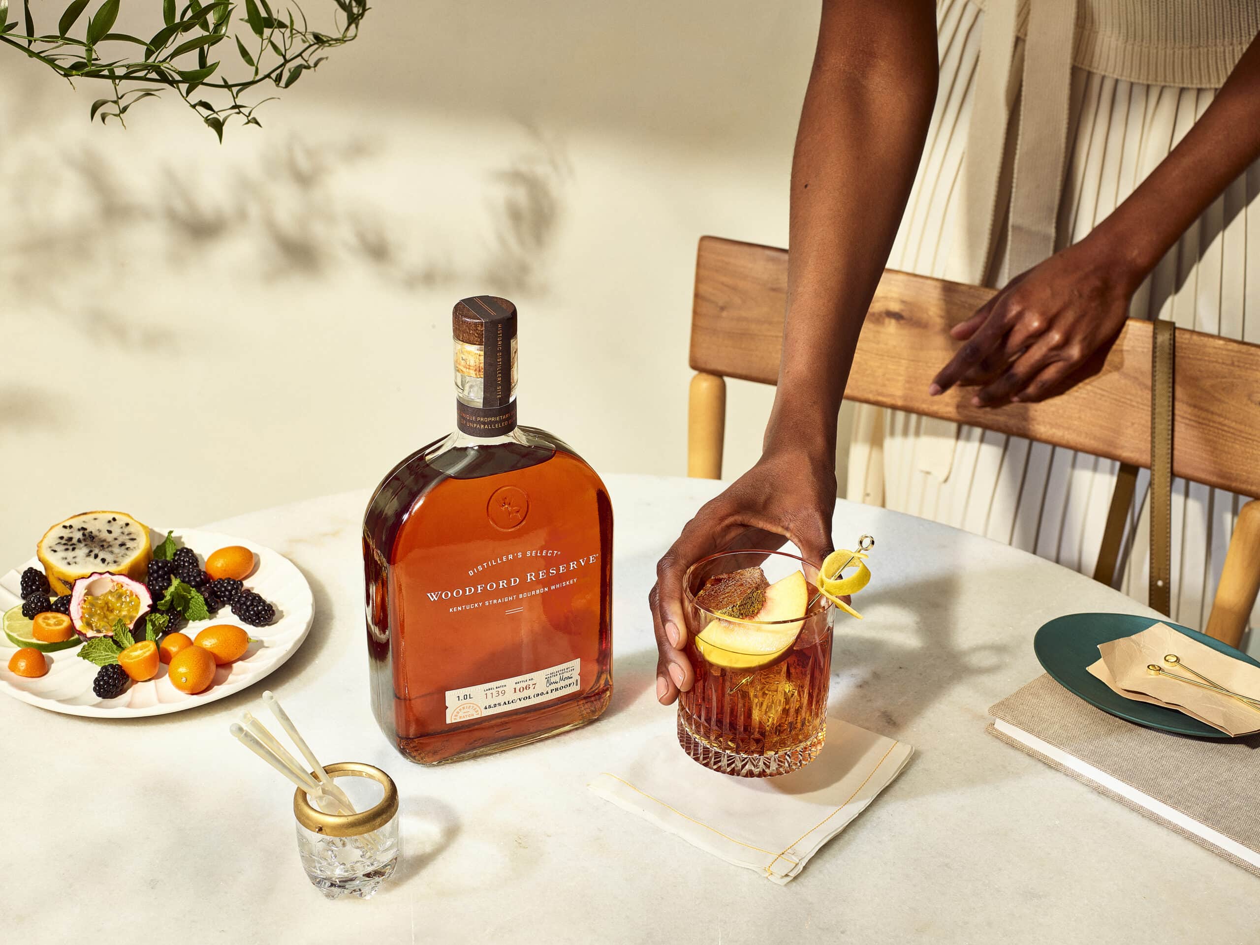 Woodford Reserve bottle and cocktail