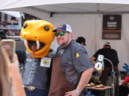 guy with Rattlers mascot