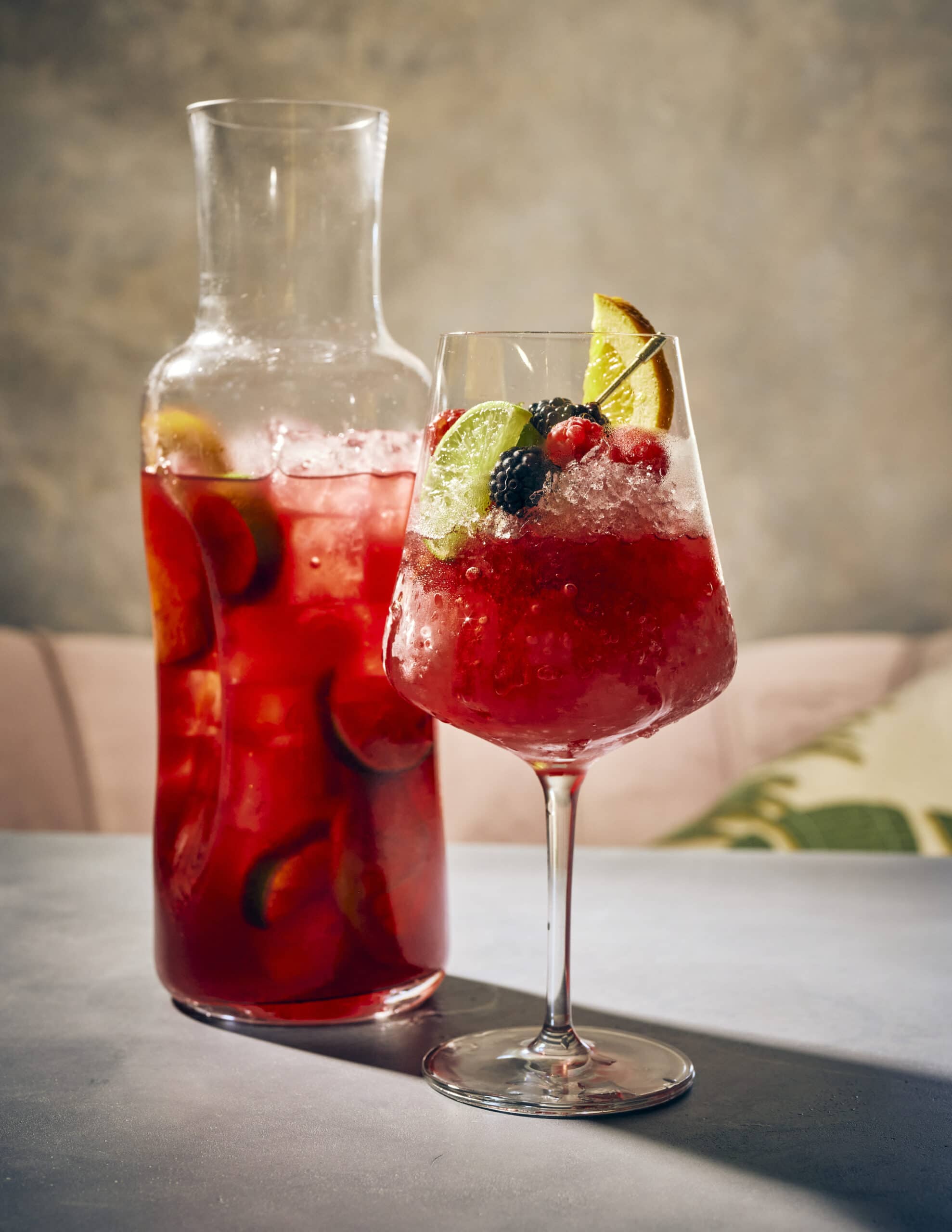 Sangria pitcher and glass