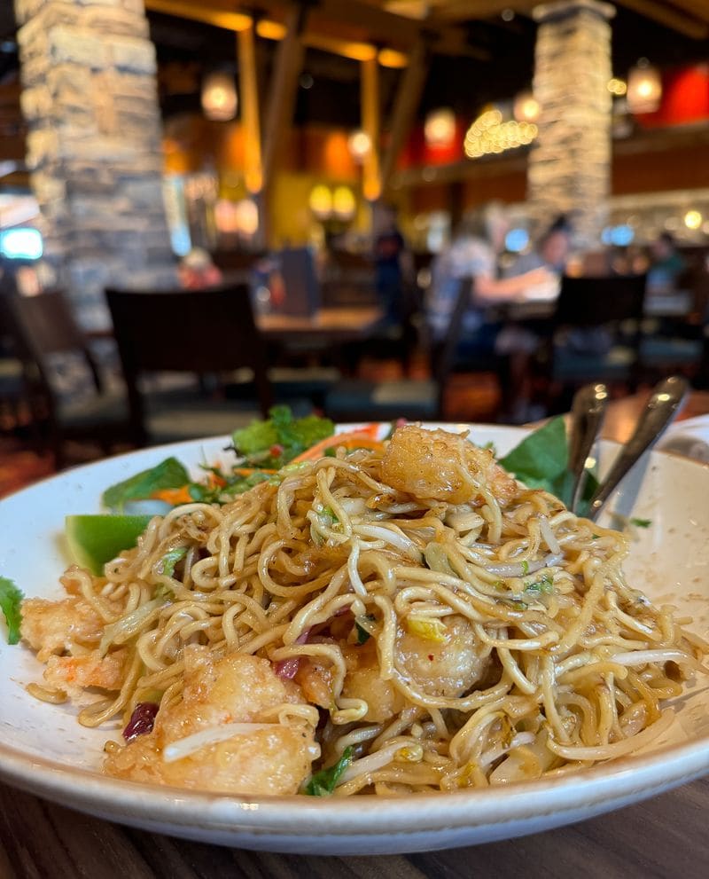Lazy Dog shrimp noodle bowl