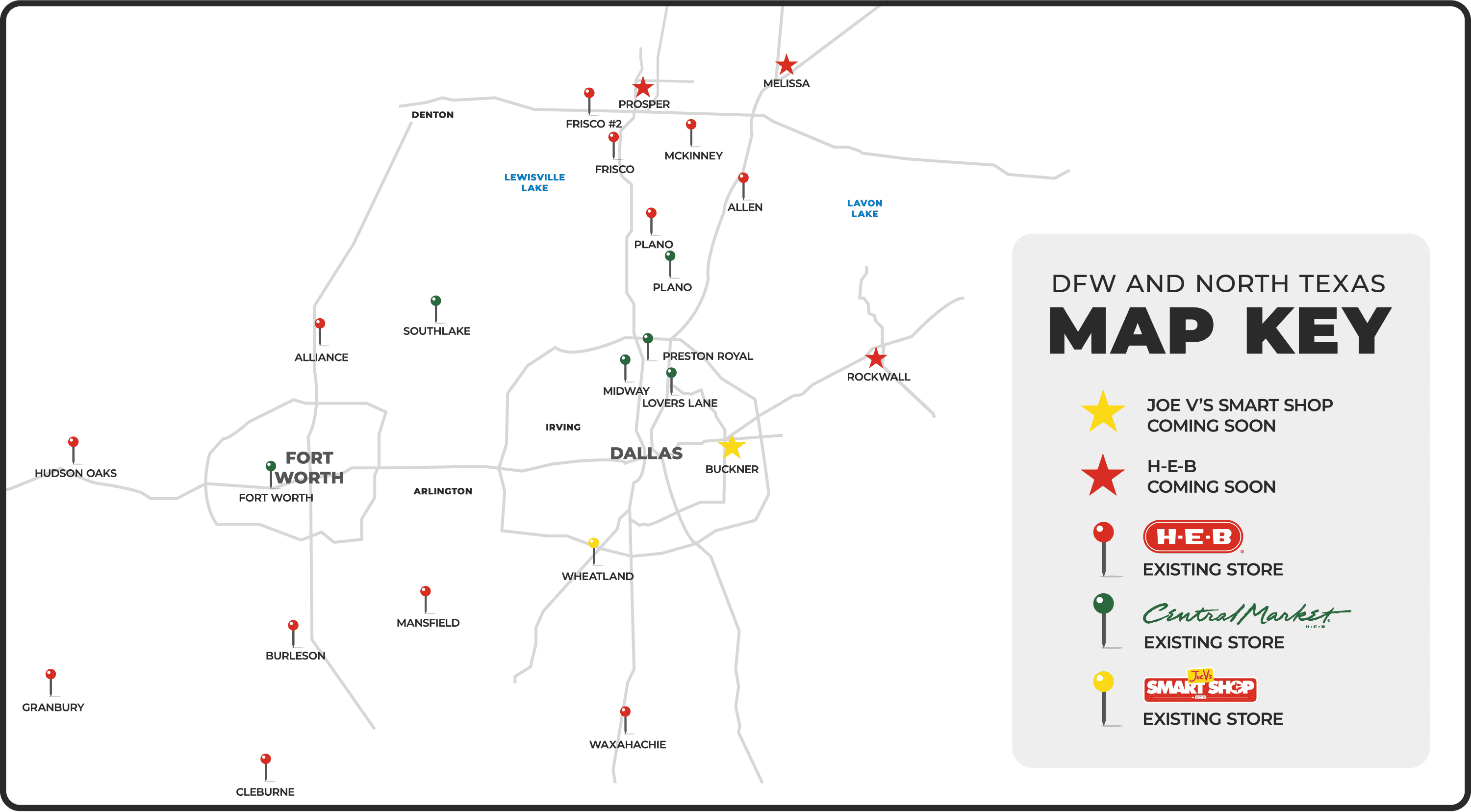 map of HEB DFW stores