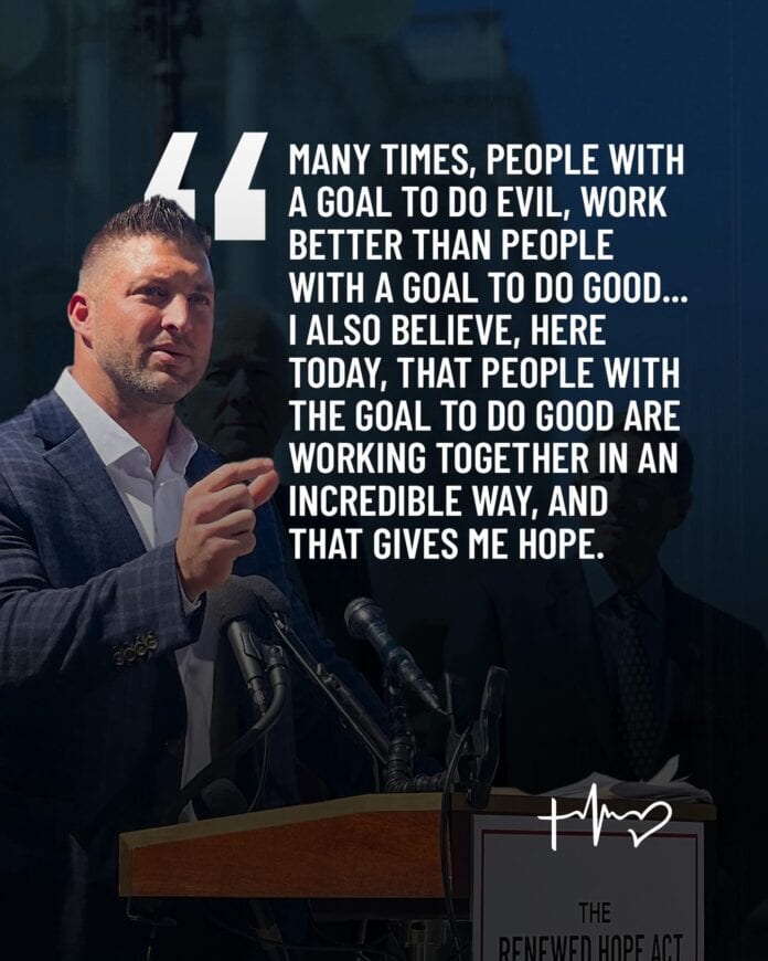 Tim Tebow photo with quote