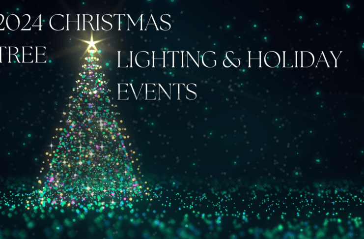 Christmas tree with lights and text