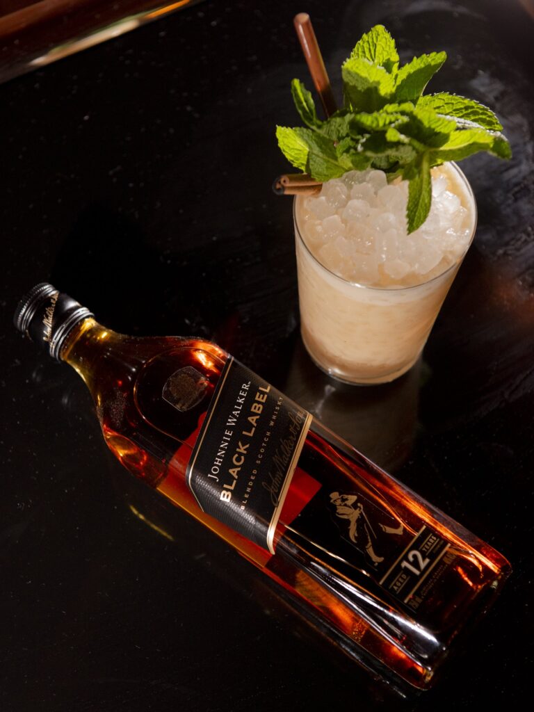 Johnni Walker black bottle and cocktail