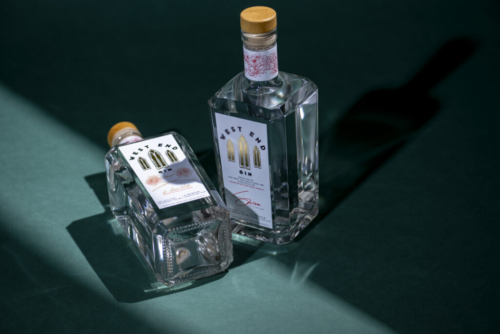 west End gin bottles